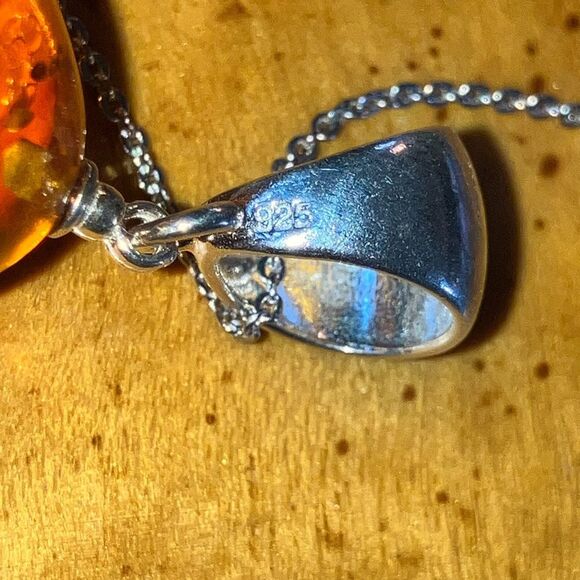 Natural Baltic Amber Sterling Silver Necklace - Picture 4 of 10